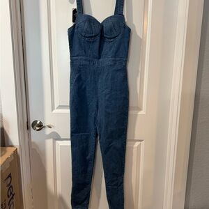 Skinny denim jumpsuit